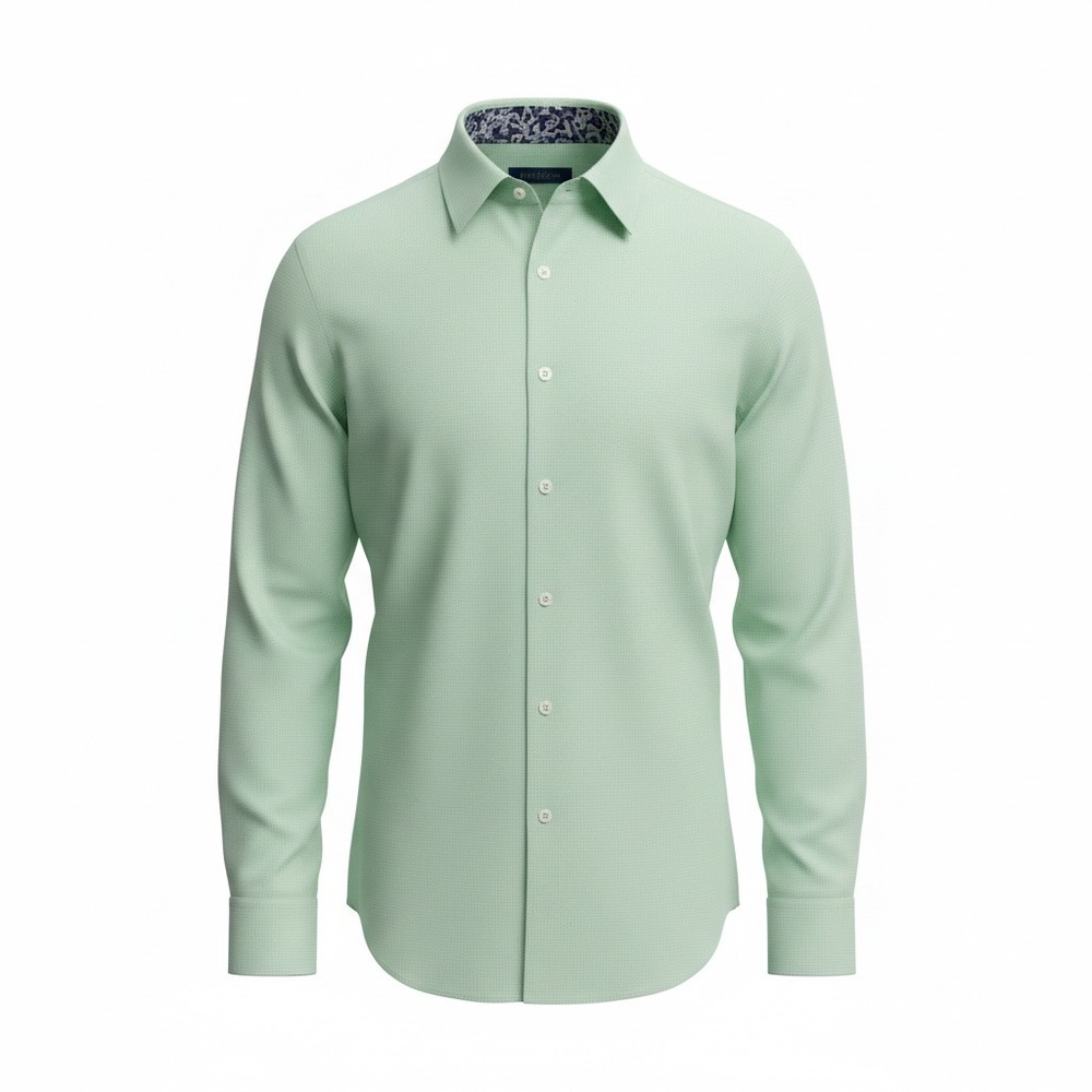 Eton Contemporary Green Micro Check Dress Shirt Mens 16.5/42 Made in Europe
